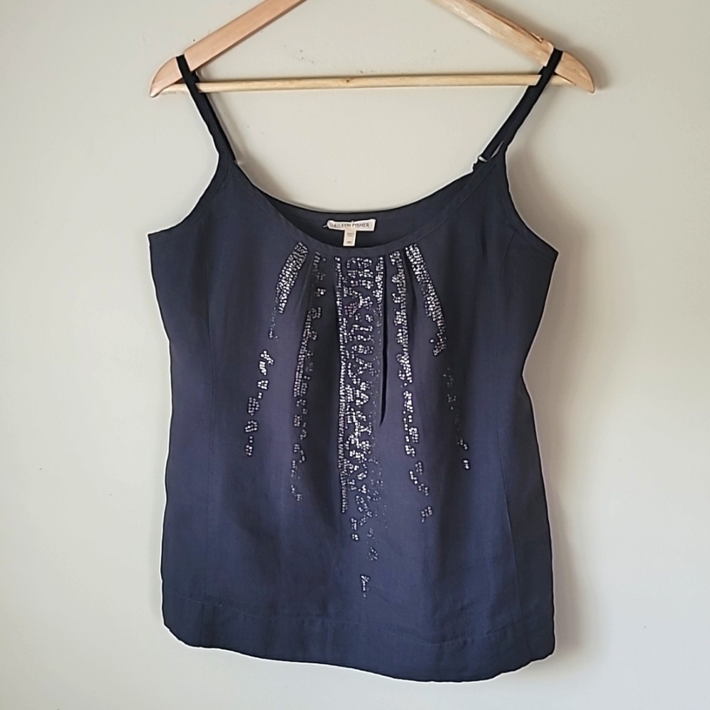 EILEEN FISHER BLING FRONT 62% LINEN TWO PEICE  PANT SET SZ XS